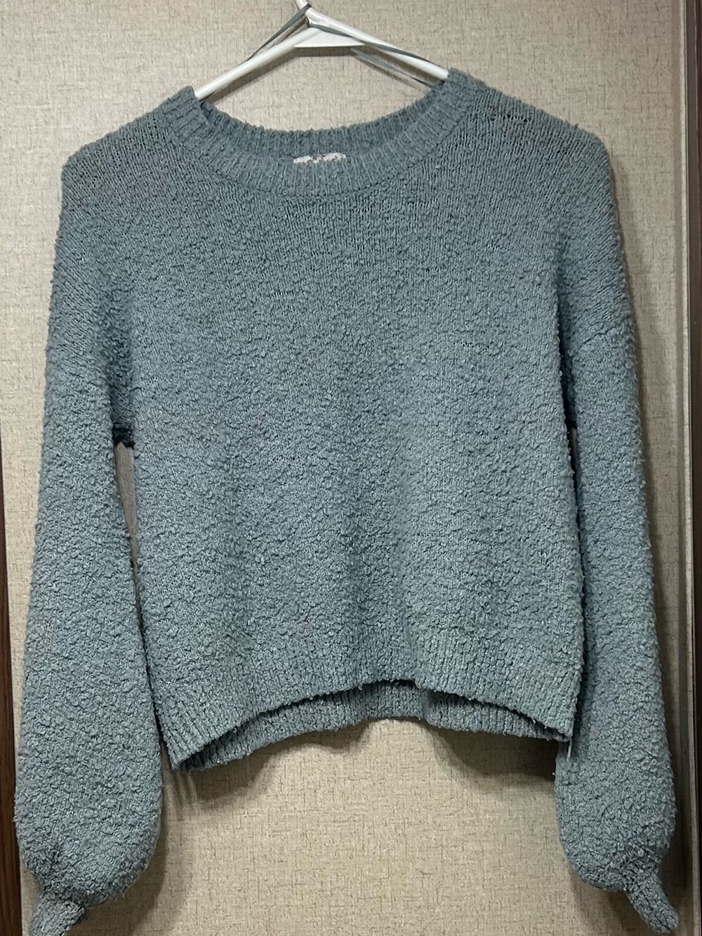 Hippie Rose Dusty Blue Bouclé Crewneck Sweater